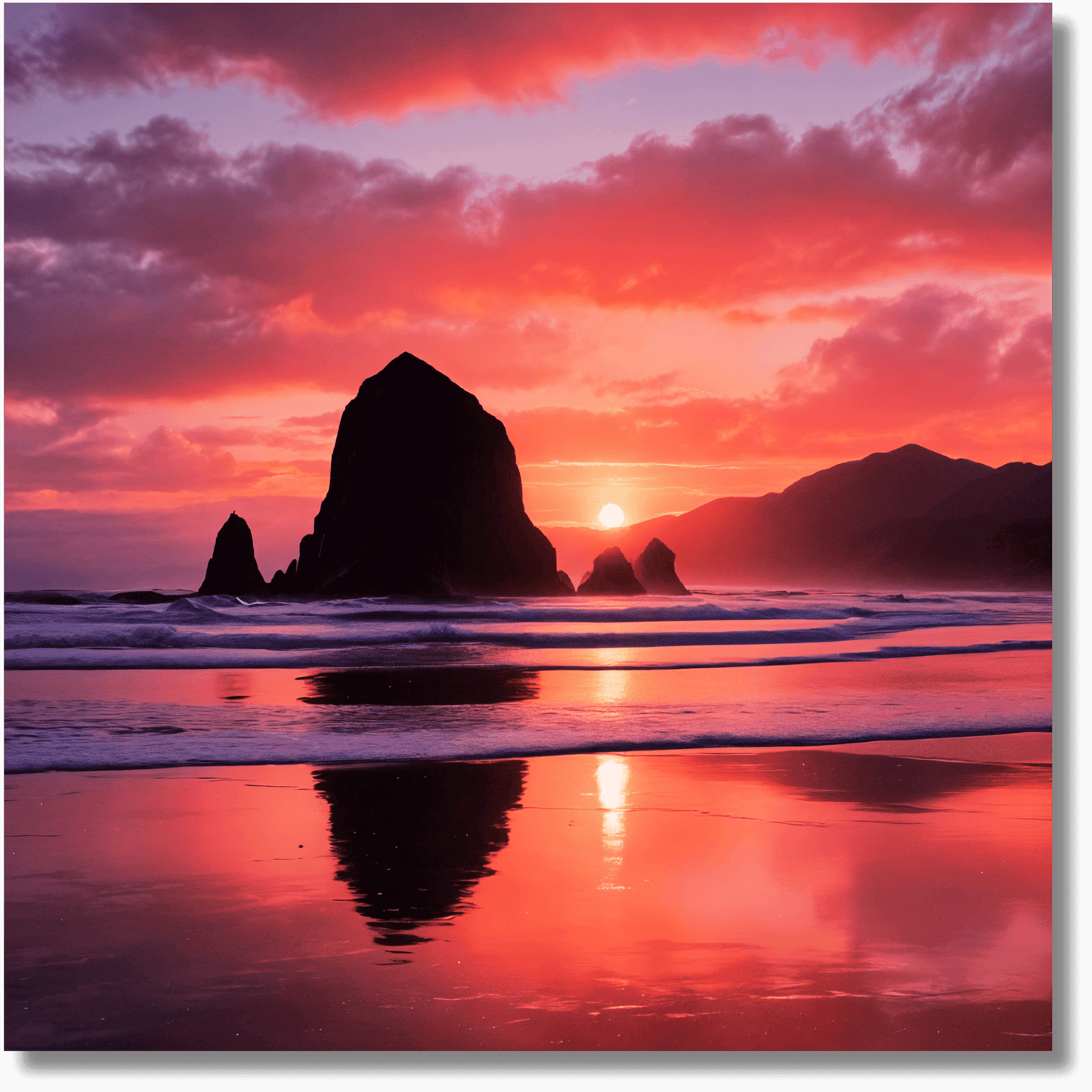 Cannon Beach Oregon Square Metal Art Print