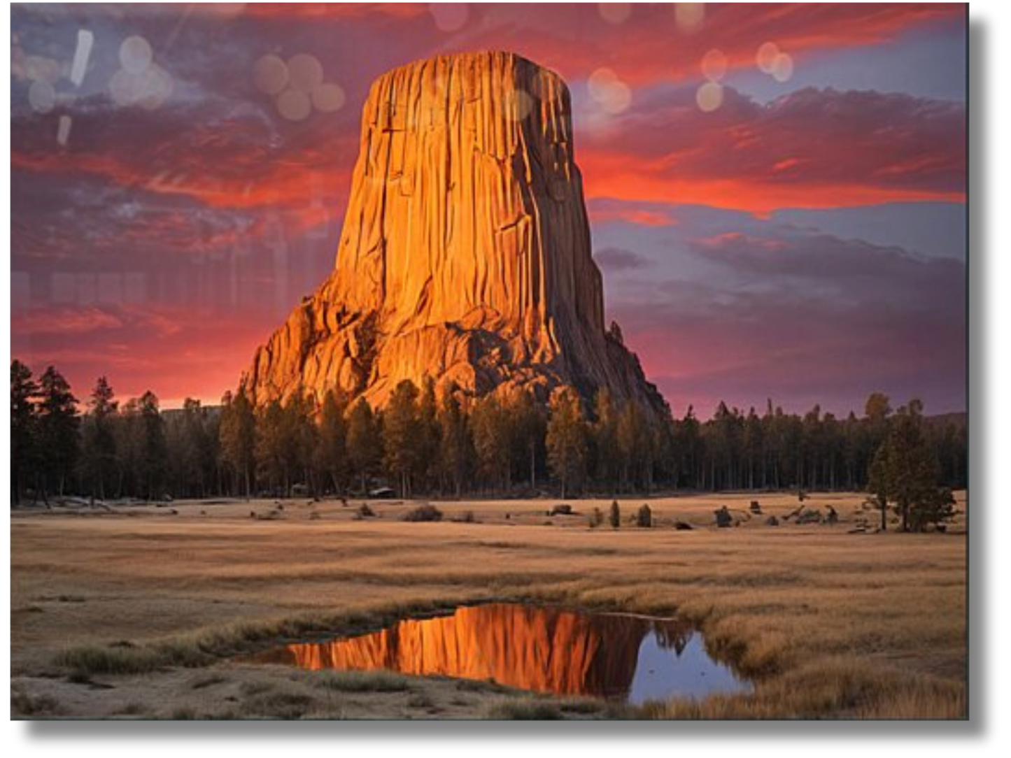 Devils Tower Red Sunset Wall Art Landscape