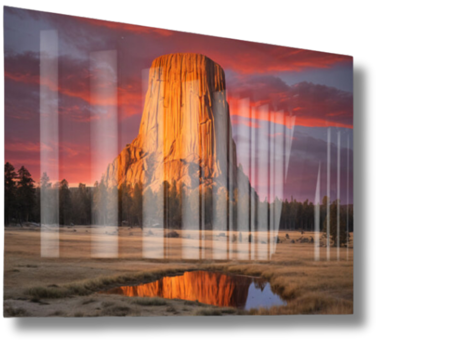 Devils Tower Red Sunset Wall Art Media