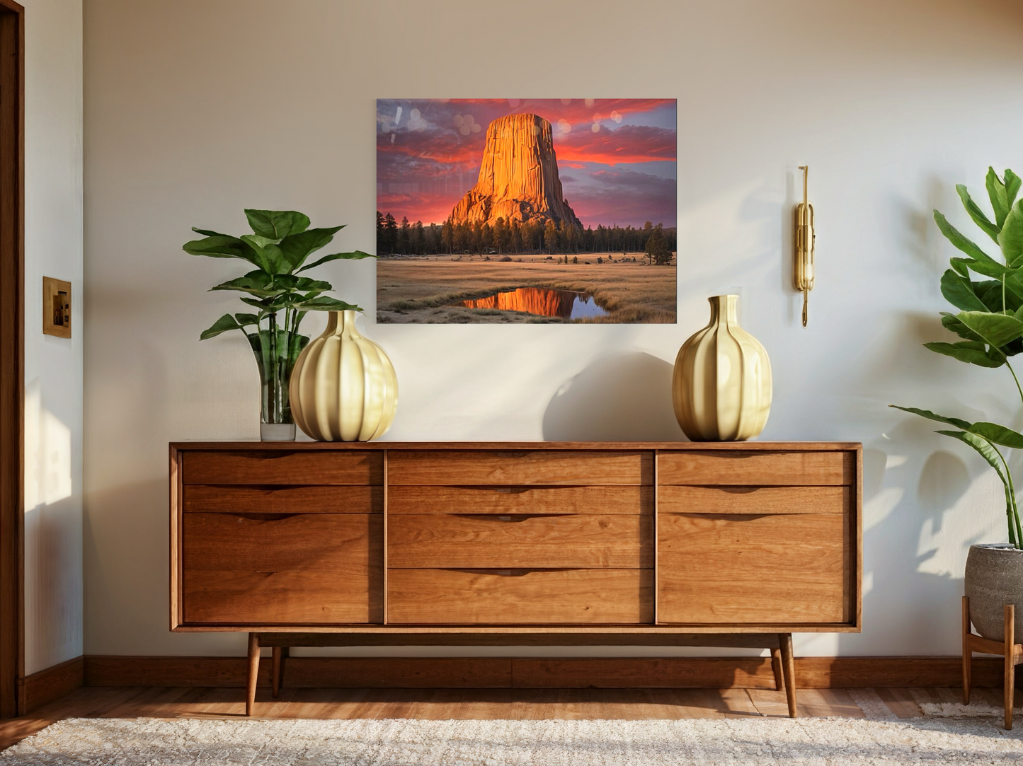 Devils Tower Red Sunset Wall Art Print