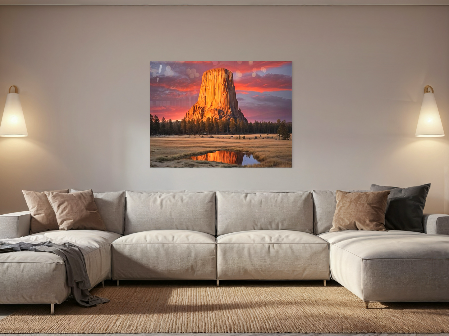 Devils Tower Red Sunset Wall Artwork