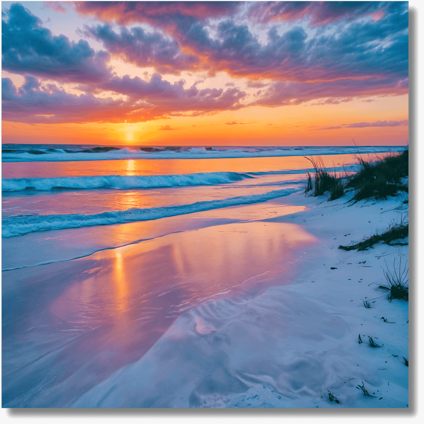 Grayton Beach Florida Sunset Square Metal Art Print