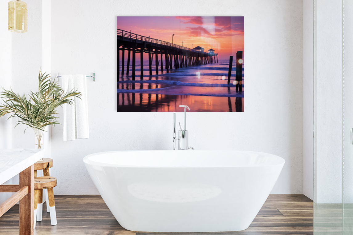 Newport Beach Pink Sunset Bathroom Wall Art
