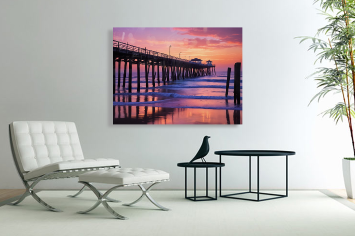 Newport Beach Pink Sunset Officce Wall Art