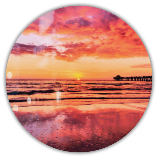 Pink Beach Sunset Metal Wall Art Print