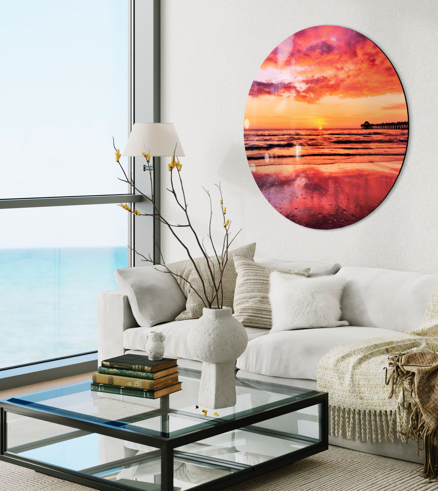 Pink Beach Sunset Wall Art