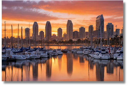 San Diego Beach Harbor Metal Print Wall Art