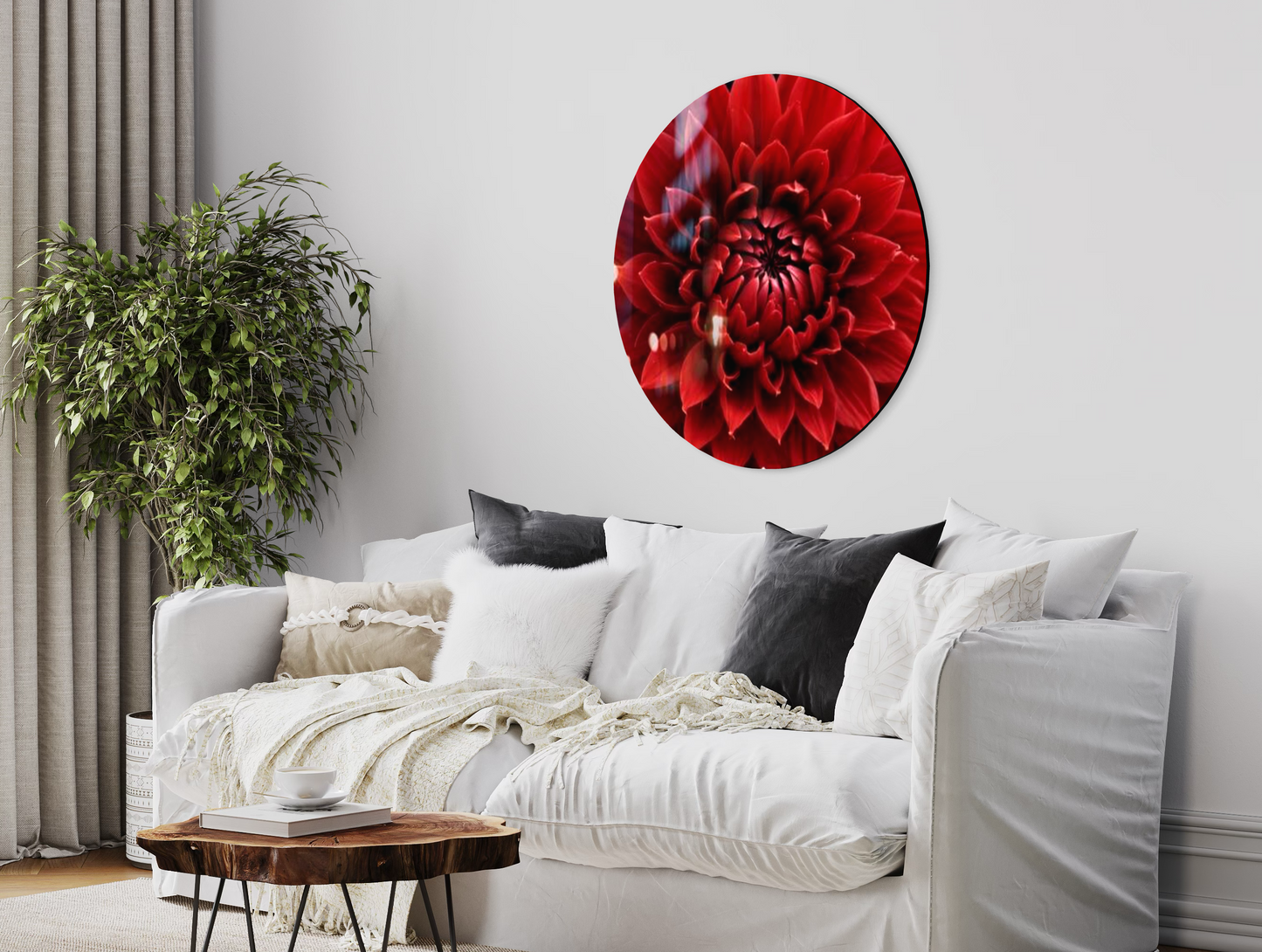 Scarlet Red Dahlia Metal Wall Art