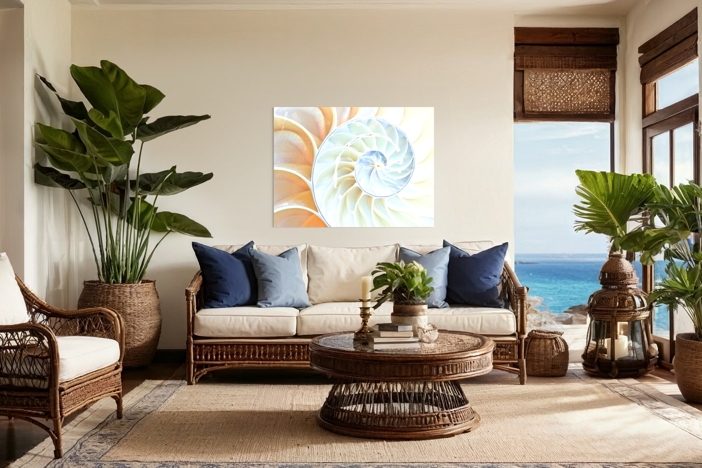 Spiral Perfection Sea Shell Living Room Wall Art