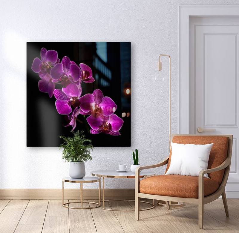 Vibrant Purple Orchid Hanging Floral Wall Art