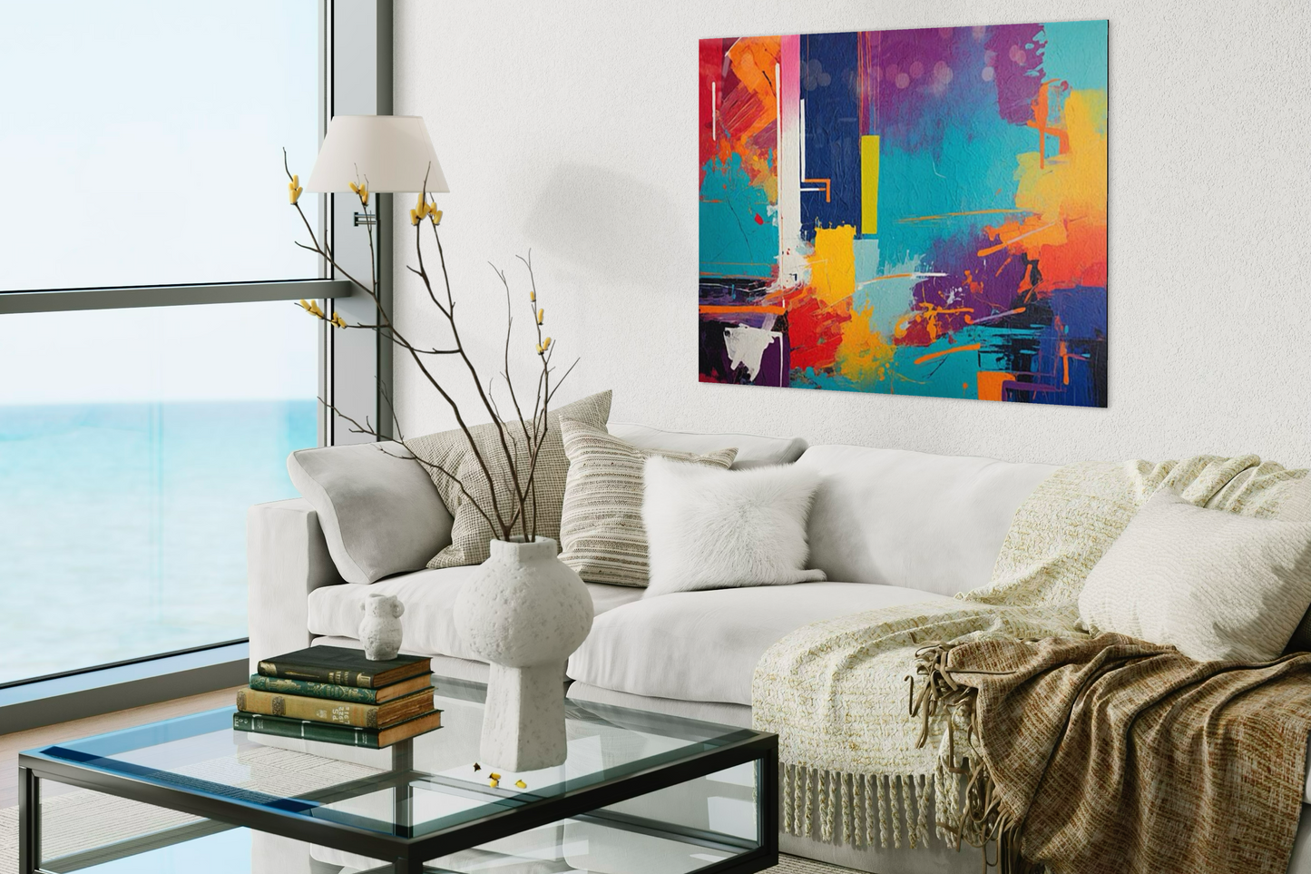 Vibrant Symphony Abstract Living Room Wall Art