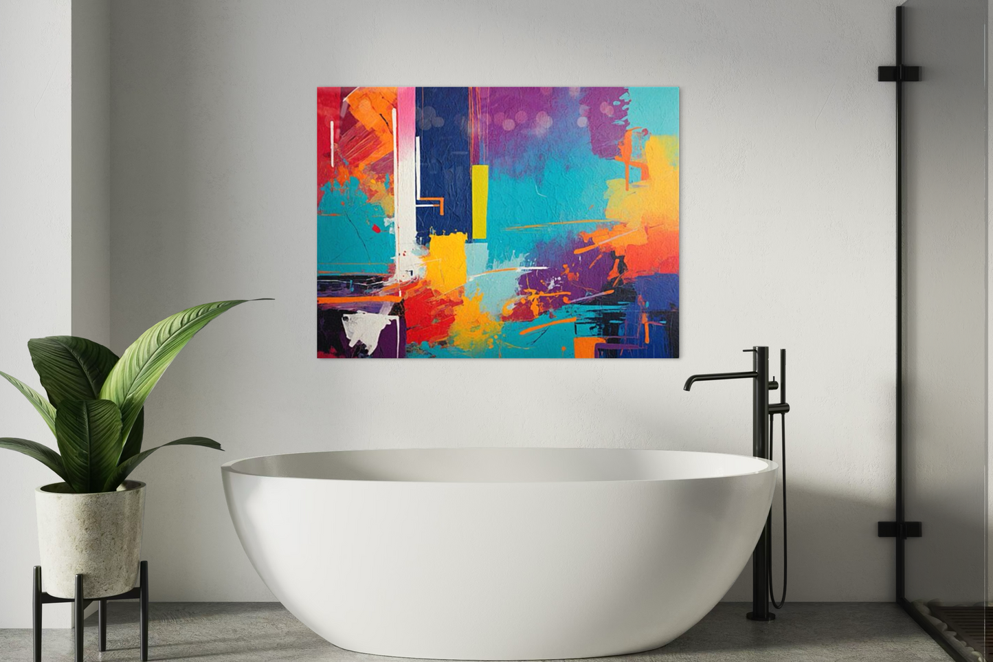 Vibrant Symphony Abstract Bathroom Wall Art