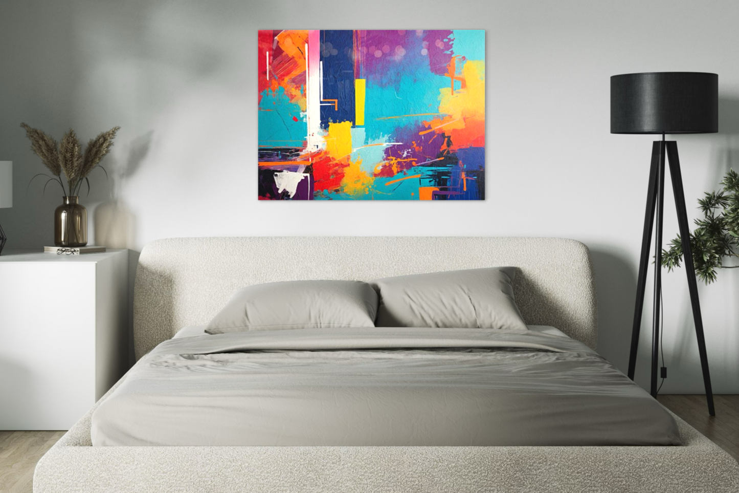 Vibrant Symphony Abstract Bedroom Wall Art