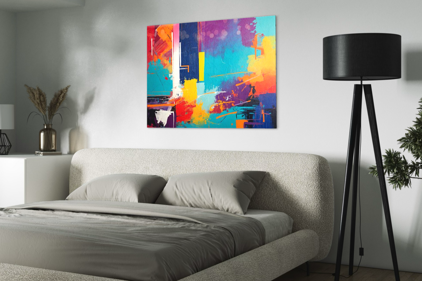 Vibrant Symphony Abstract Bedroom Art
