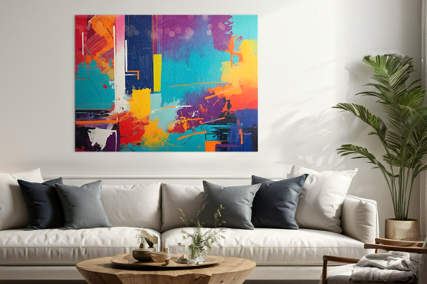 Vibrant Symphony Abstract Living Room Art