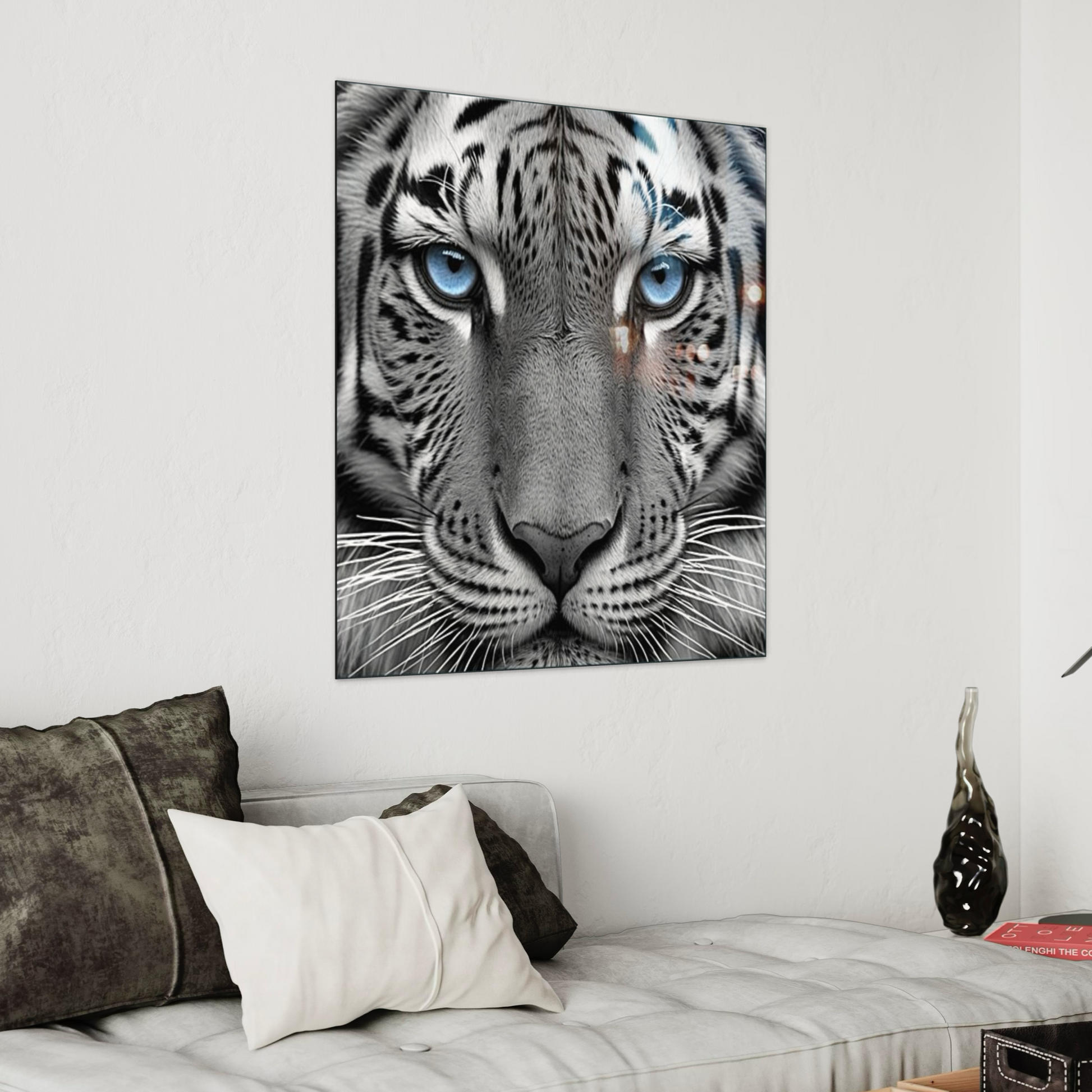 Azure Blue Eyed Tiger Living Room Art