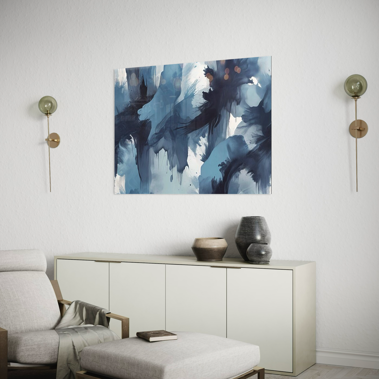 Blue Whispers Abstract Wall Art Print