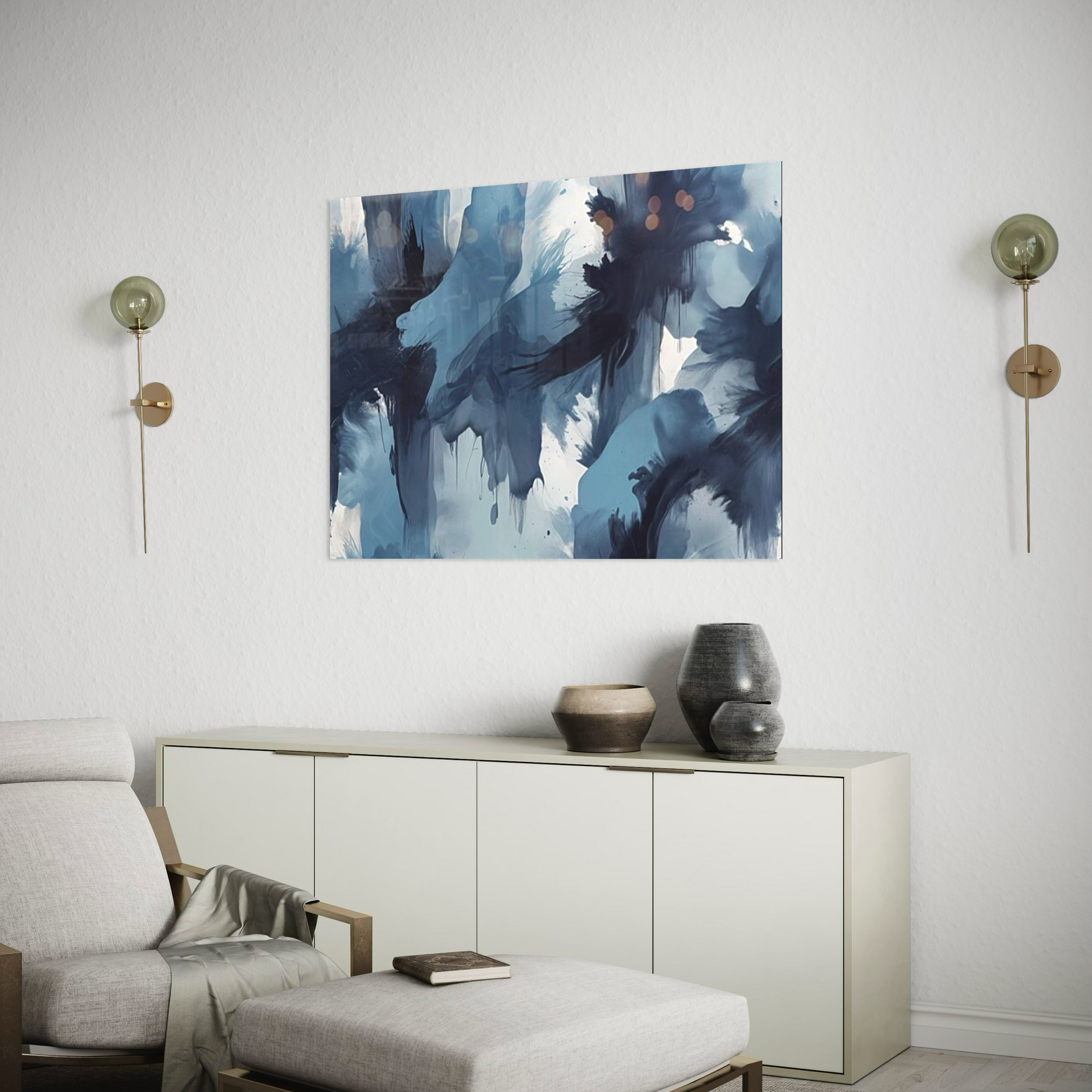 Blue Whispers Abstract Wall Art Print