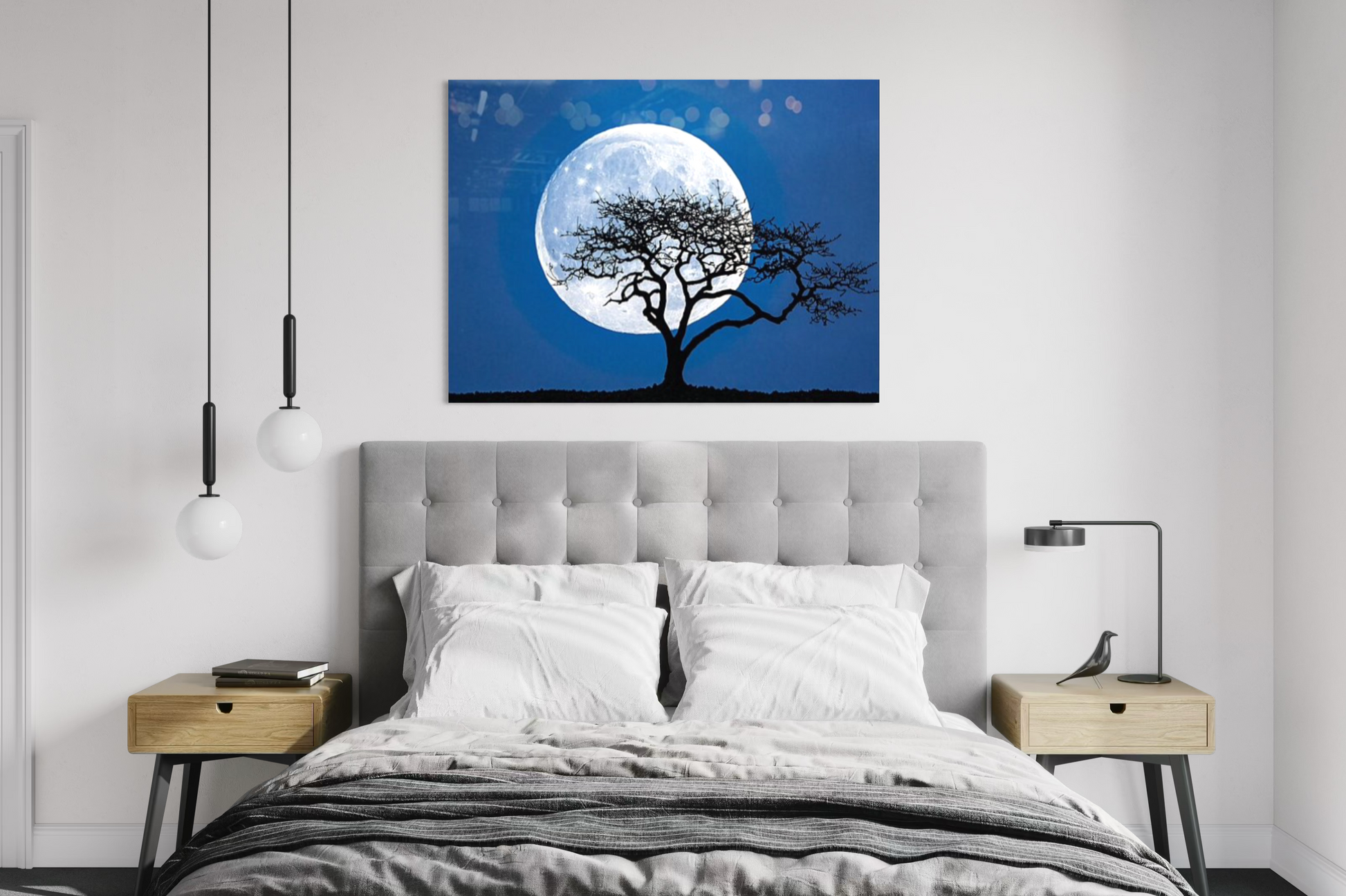  Blue Full Moon Bedroom Wall Art