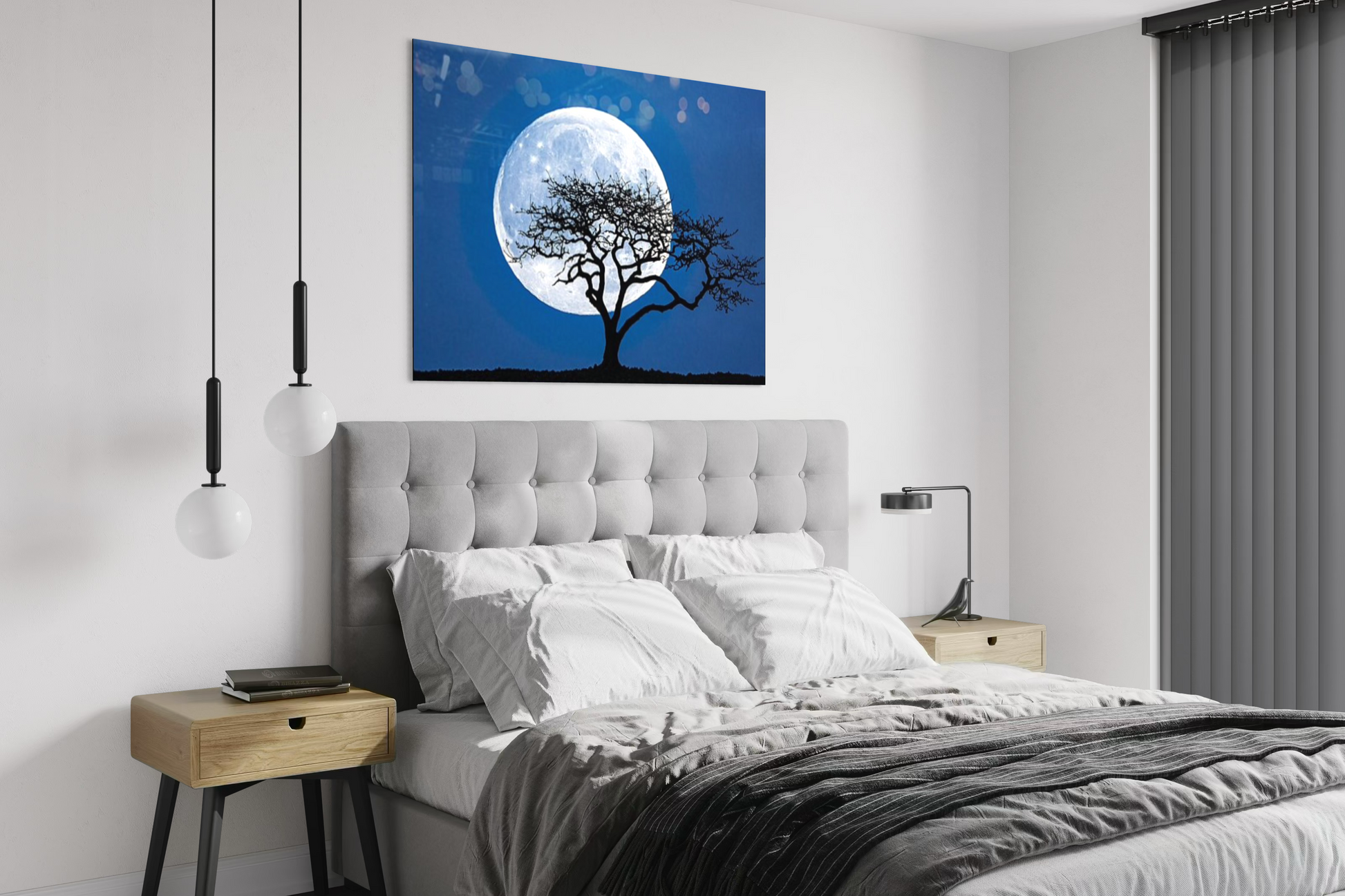  Blue Full Moon Echoes Bedroom Wall Art