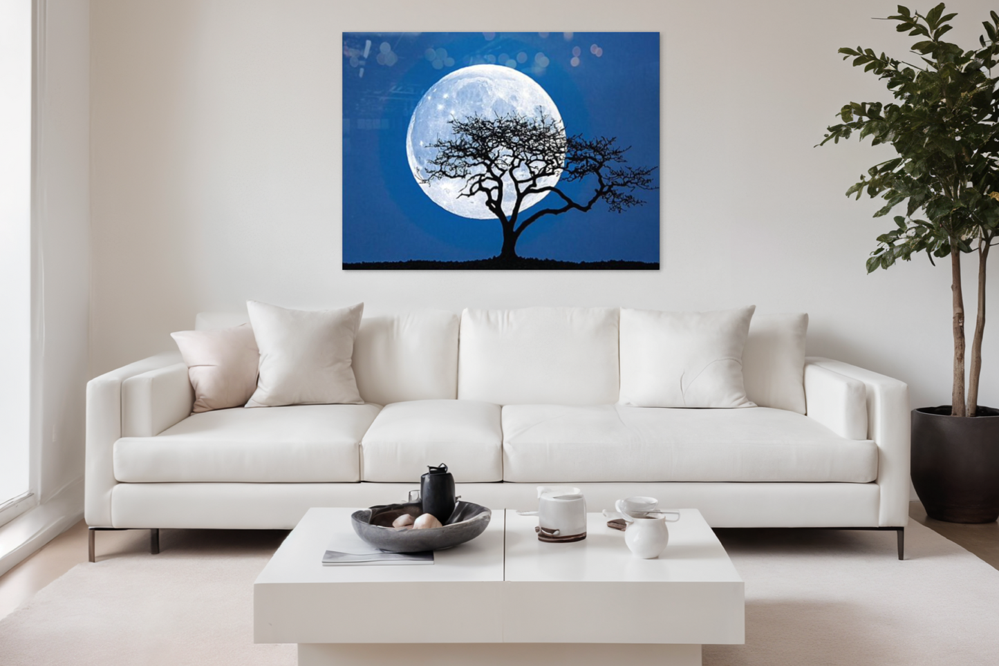  Blue Full Moon Living Room Wall Art