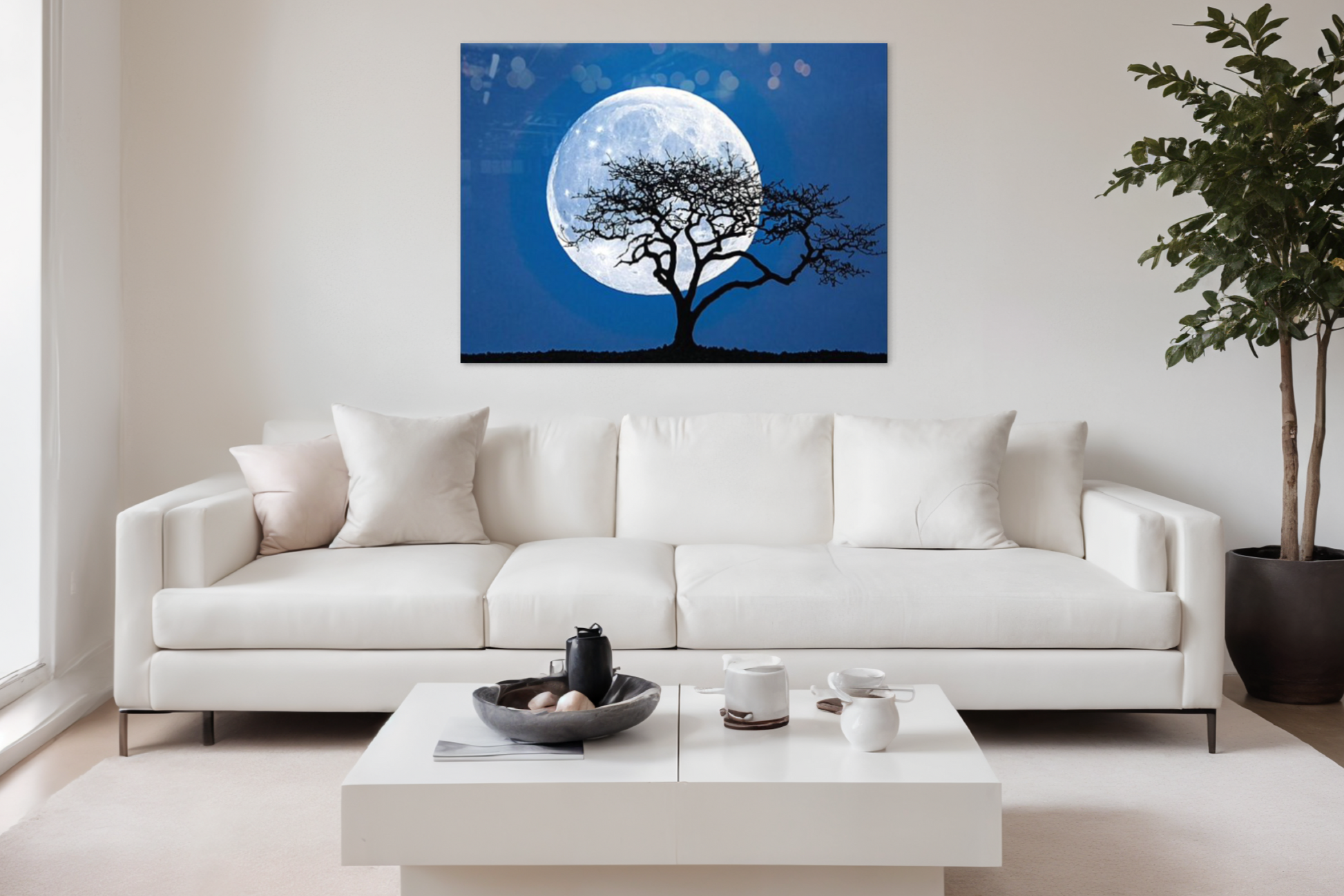  Blue Full Moon Living Room Wall Art