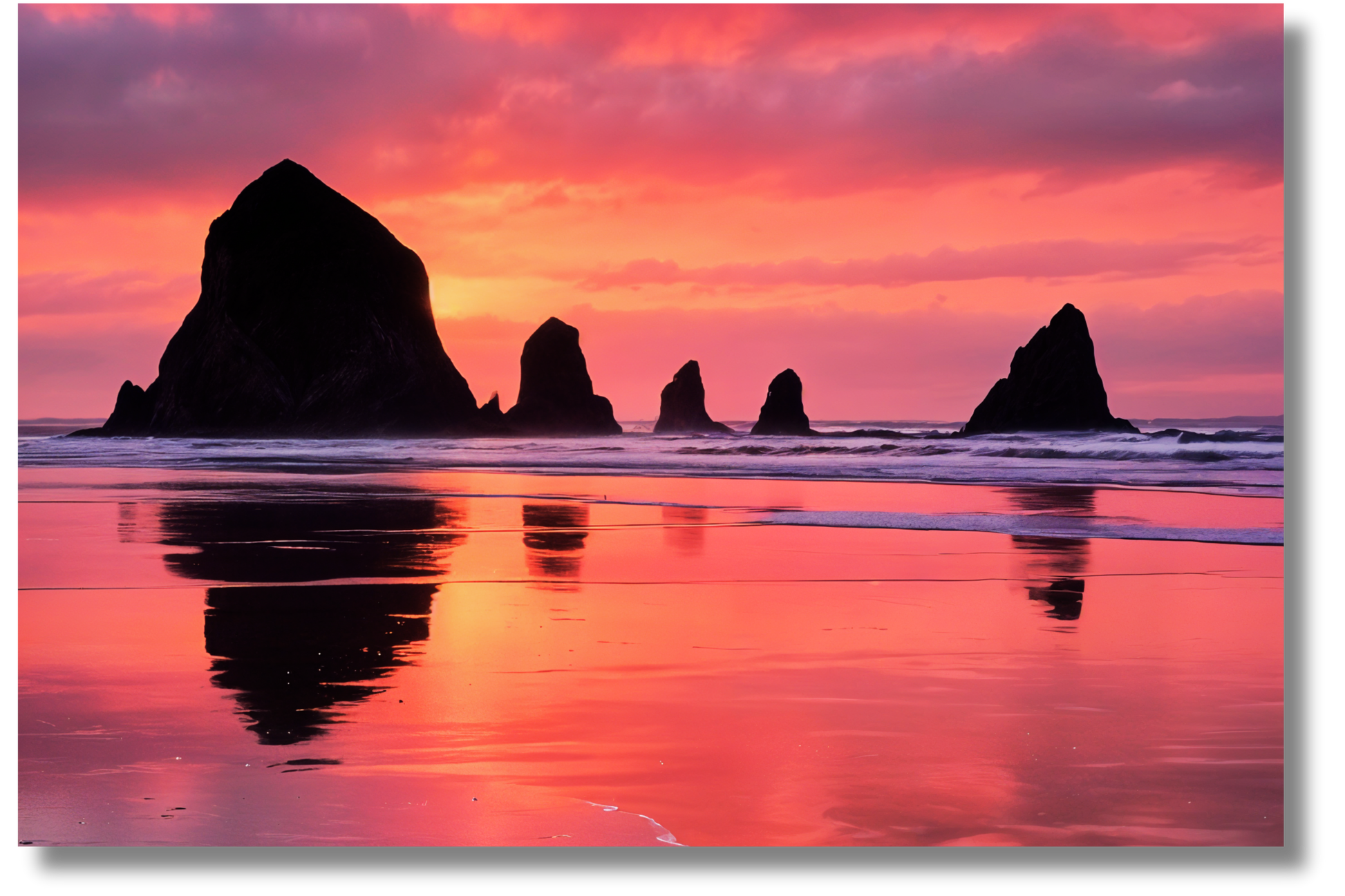 Cannon Beach Oregon Metal Print Wall Art I.