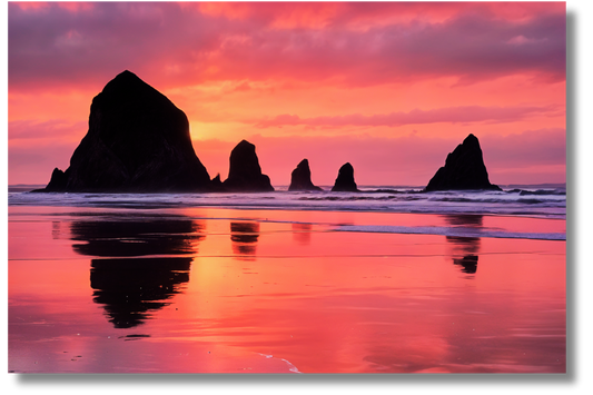 Cannon Beach Oregon Metal Print Wall Art I.