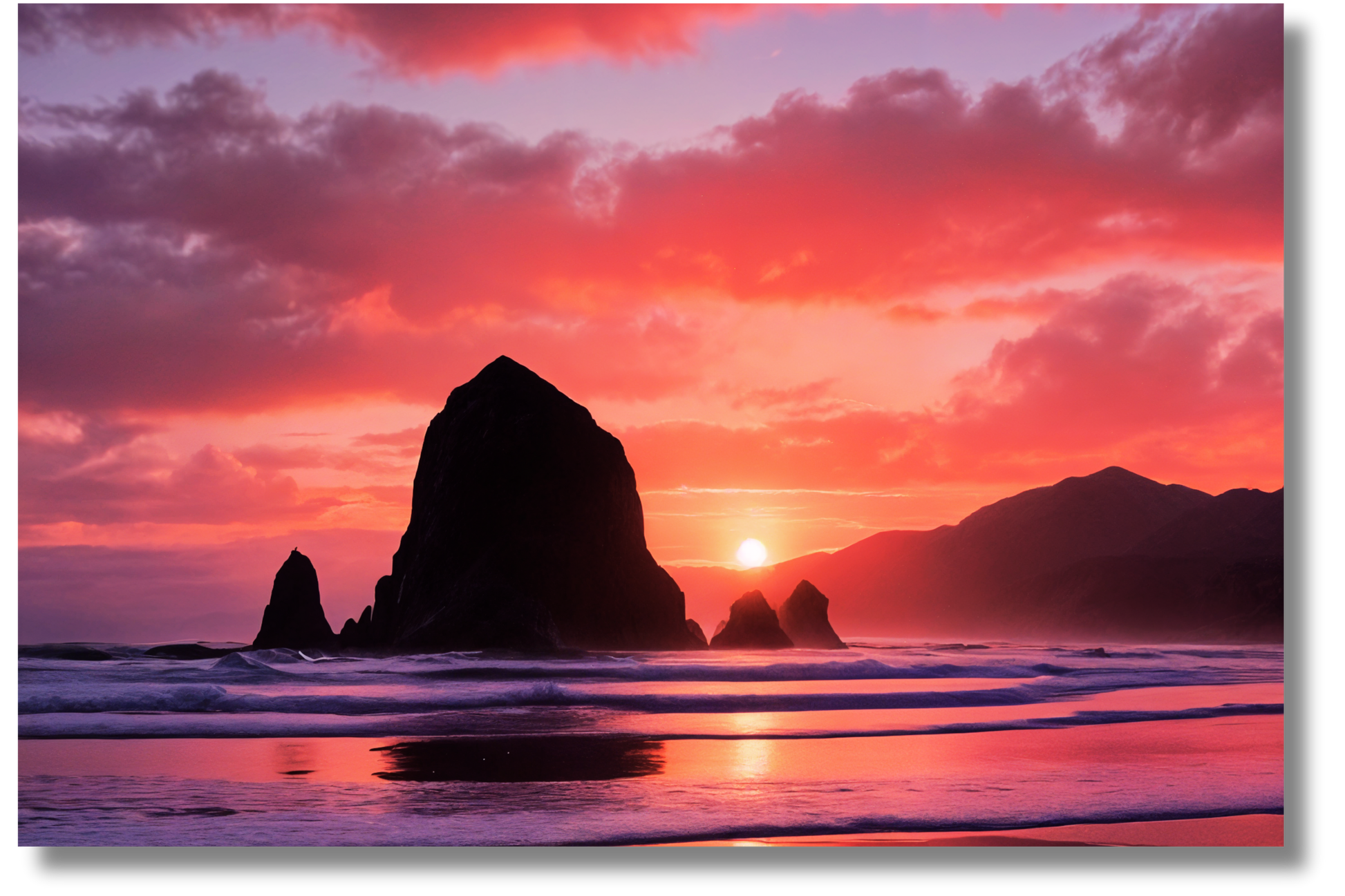 Cannon Beach Oregon Metal Print Wall Art II.