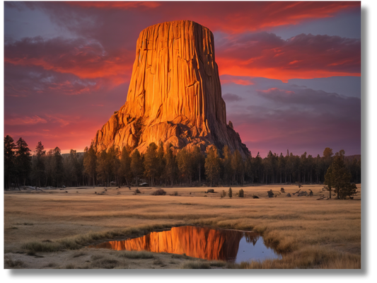 Devils Tower Red Sunset Wall Art 