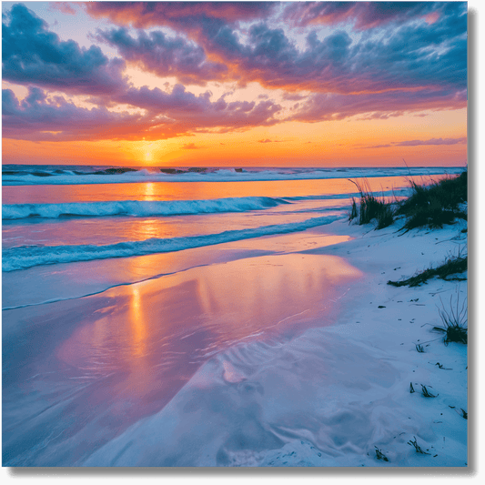 Grayton Beach Florida Sunset Square Metal Art Print