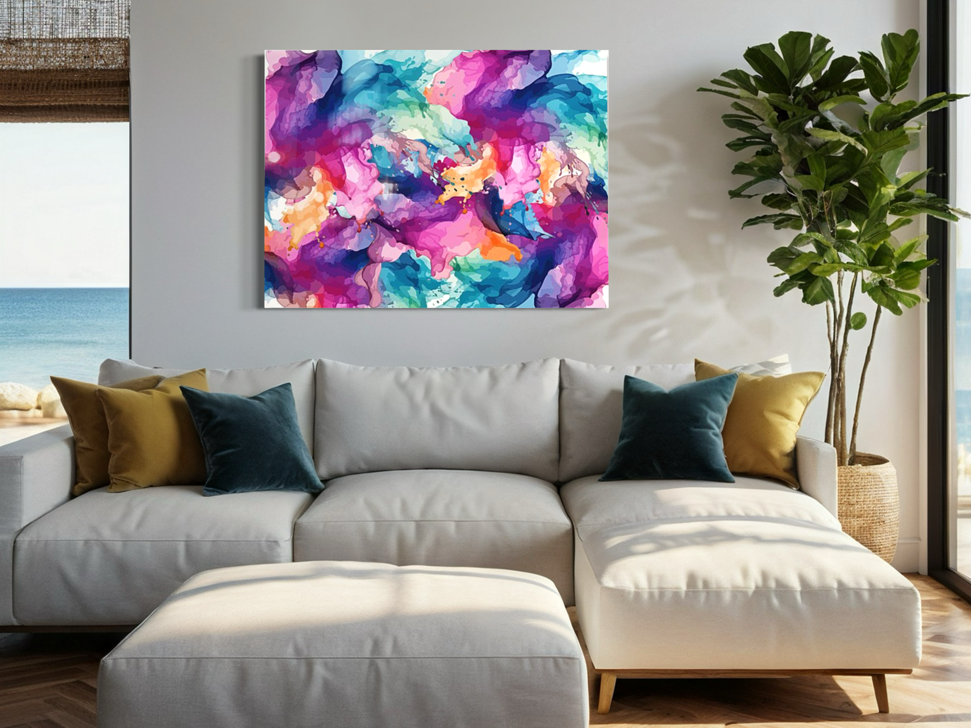 Vibrant Bliss Abstract Living Room Artwork