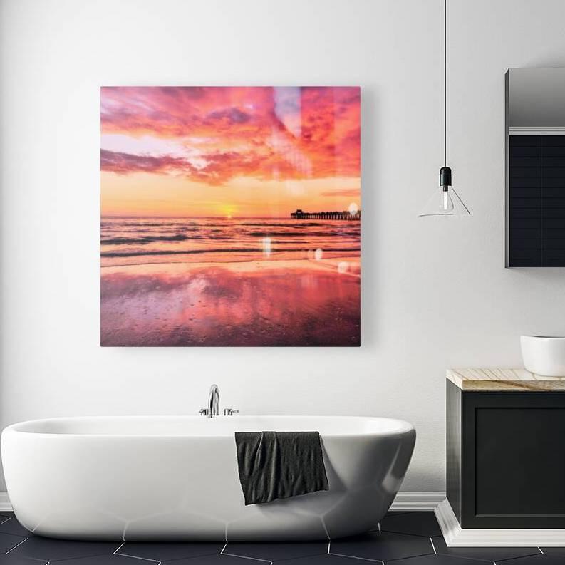 Naples Beach Pink Sunset Bathroom Artwork