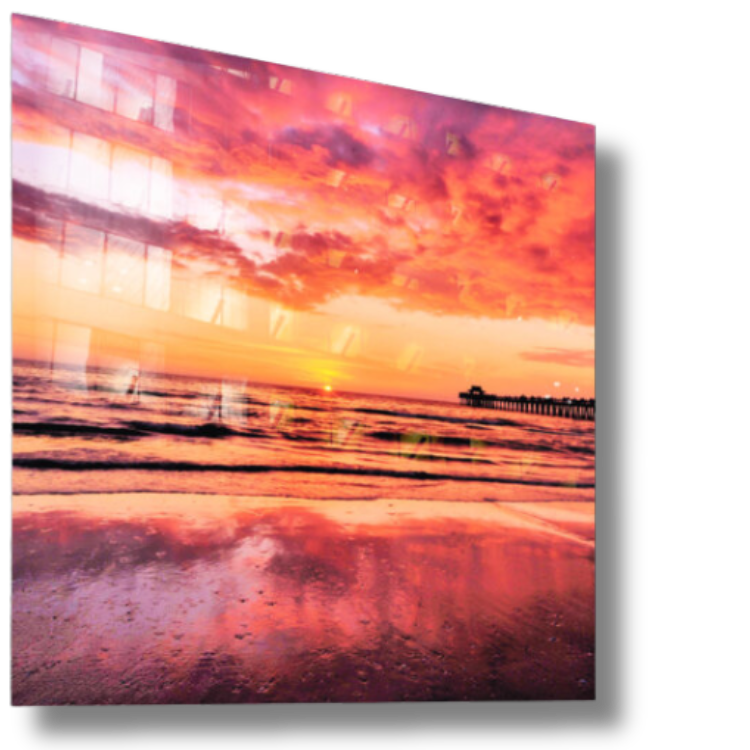 Naples Beach Pink Sunset Metal Wall Artwork