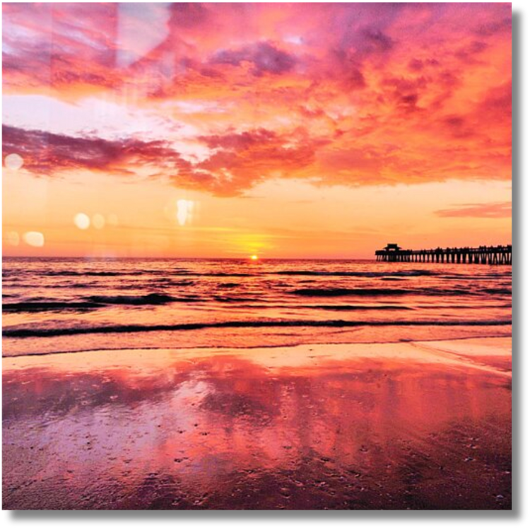 Naples Beach Pink Sunset Wall Artwork