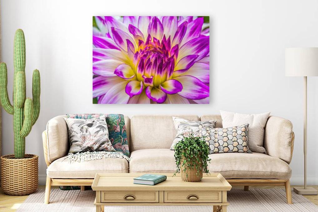 Neon Blooming Dahlia Floral Wall Art
