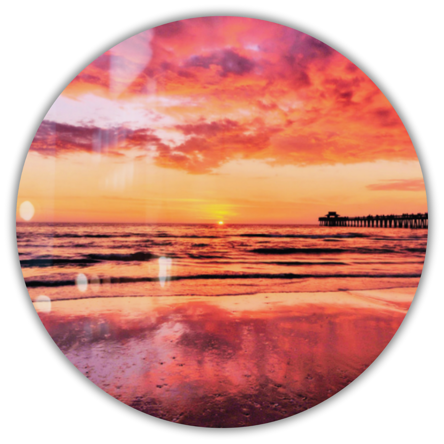 Pink Beach Sunset Metal Wall Art Print