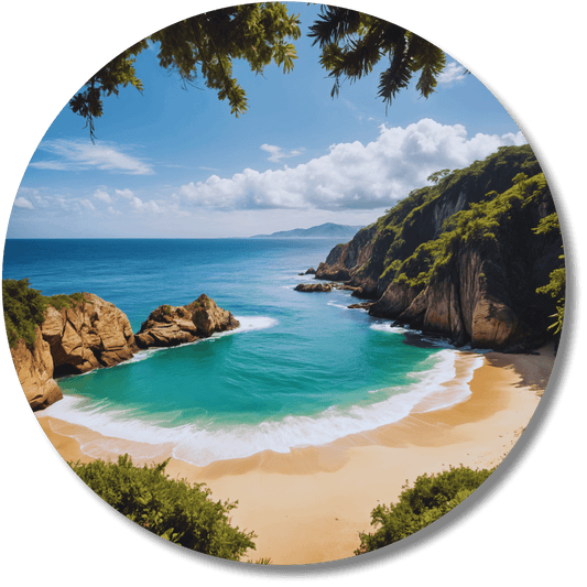 Baia do Sancho Beach In Brazil Round Metal Print Wall Art