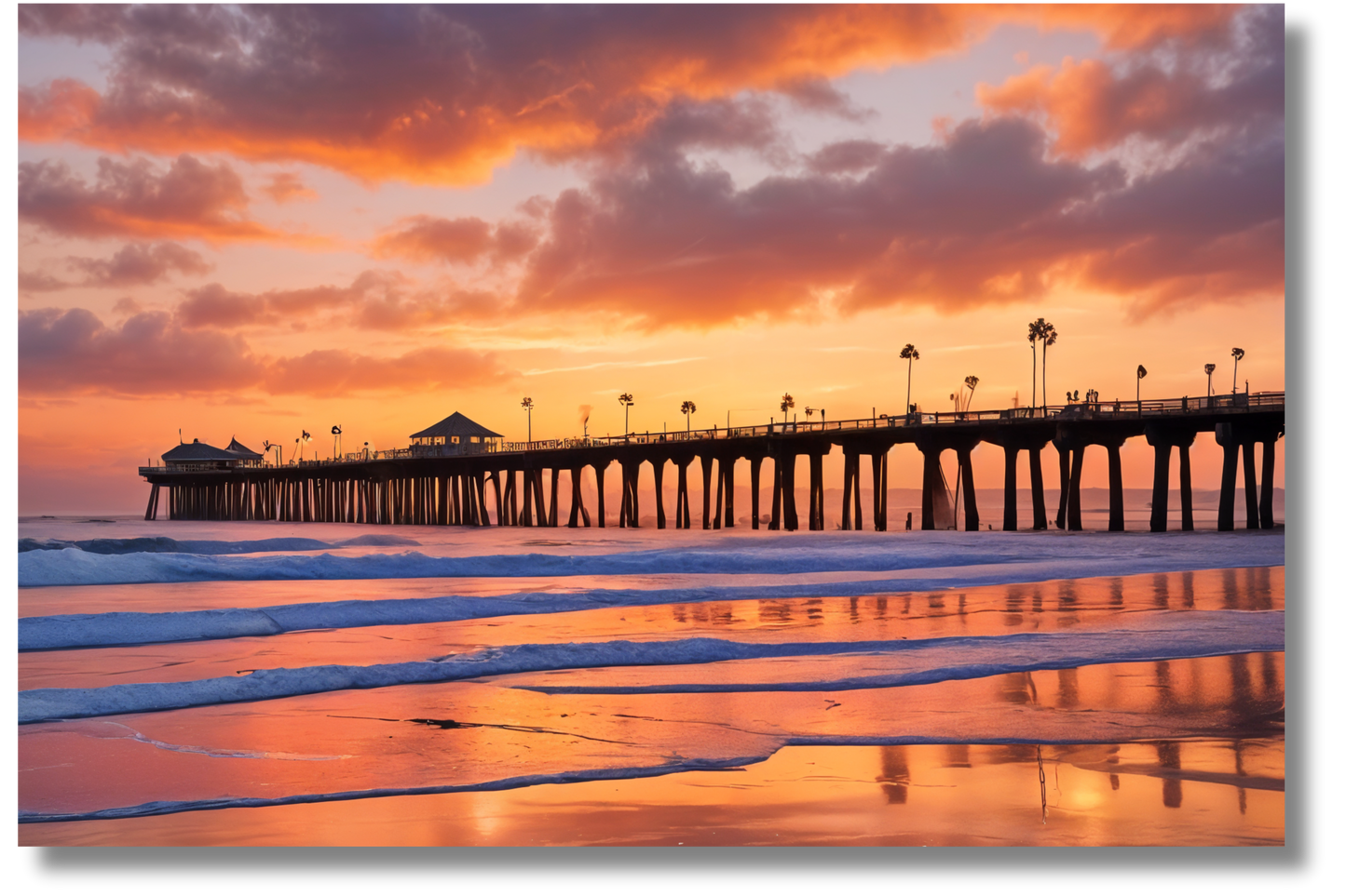 San Diego Beach at the Pier Metal Print Wall Art