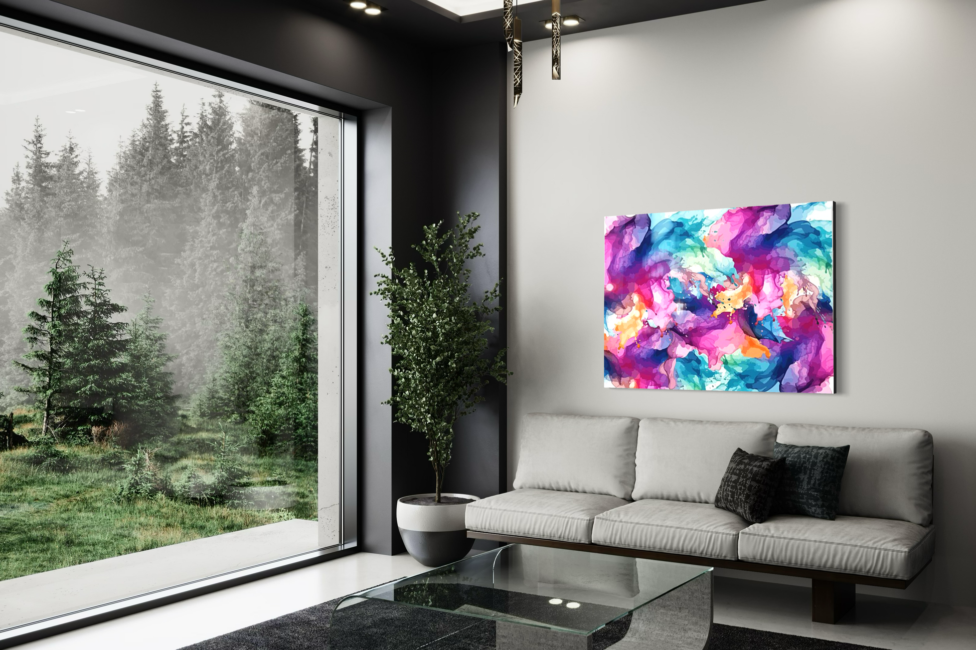 Vibrant Bliss Abstract Living Room Artwork
