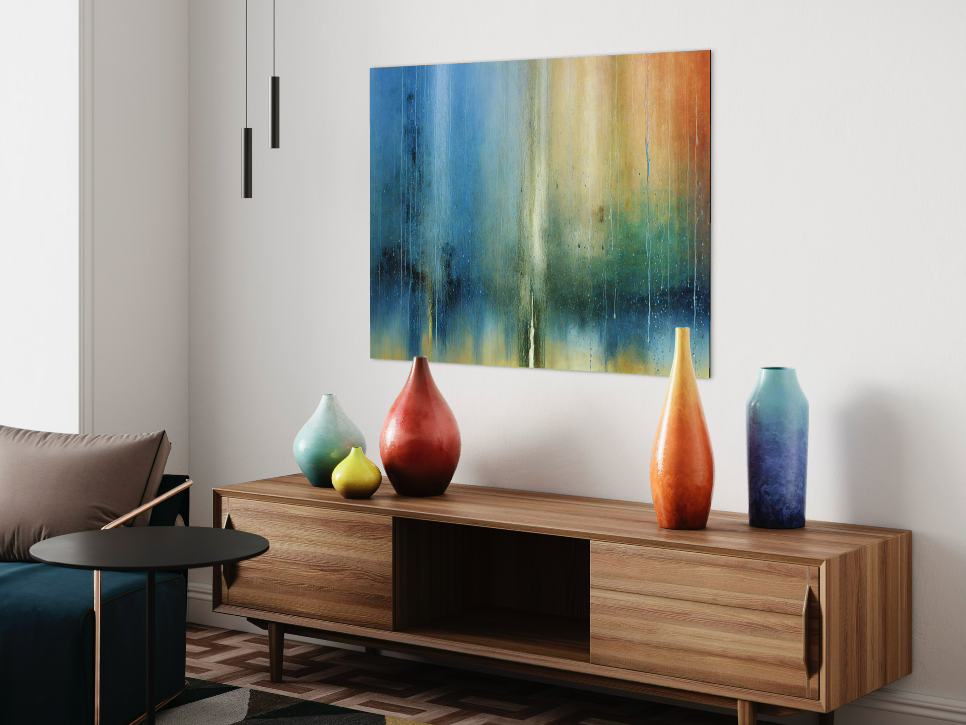  Vibrant Rain Abstract Wal Art