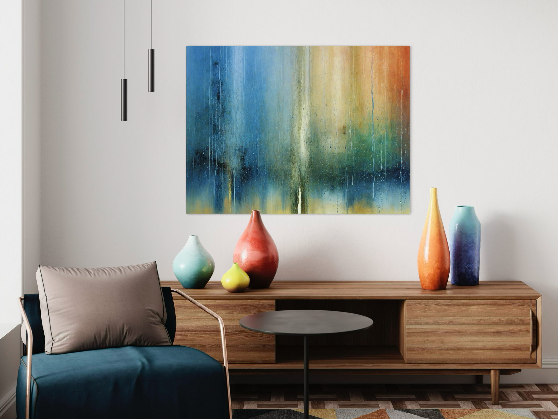  Vibrant Rain Chaos Living Room Wall Artwork
